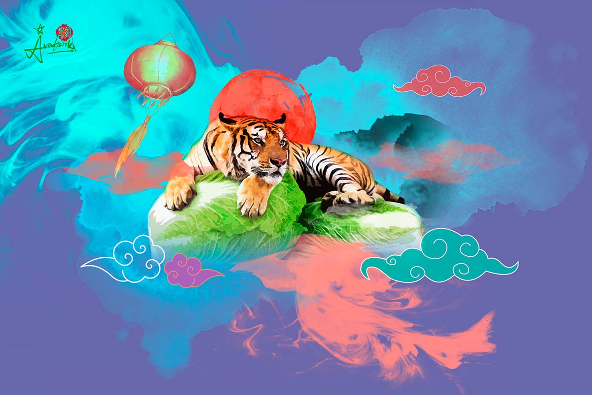 AvaKwok-Ava Kwok-NFT ART- Digital Art Great Fortune in the Year of the Tiger-Pantone2002